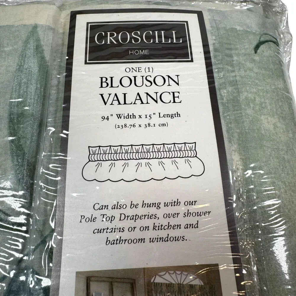 Croscill Home Valance Blouson (1) Rainier Vintage 15” X 94” Aqua Style No. 5343
